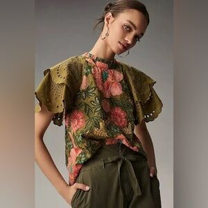 FARM Rio Floral Olive Blouse